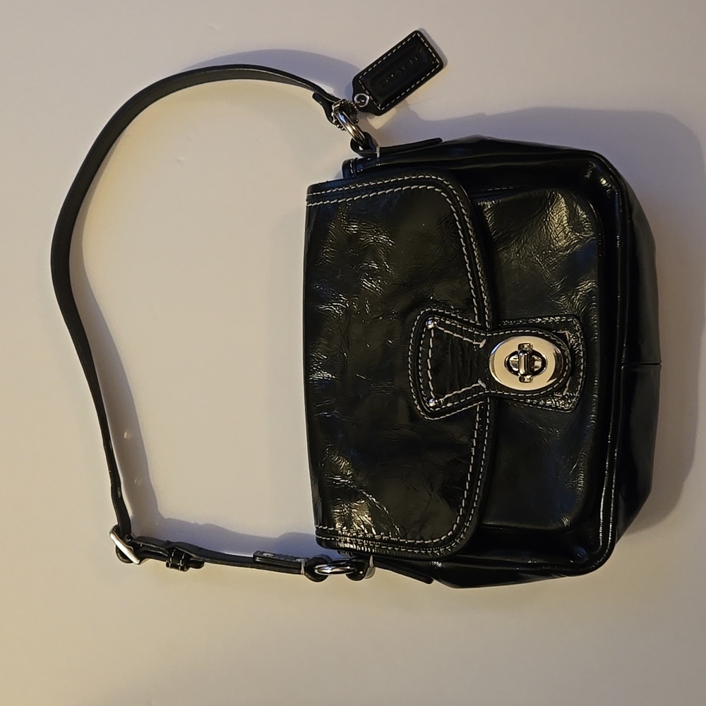 Coach Purse Black Patent Shoulder Purse